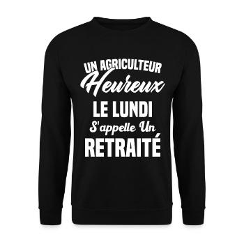 Agriculteur Heureux le lundi S'appelle un Retraité - Sweat-shirt Unisexe - noir - Devant - Alina (178cm) & Michal (187cm)