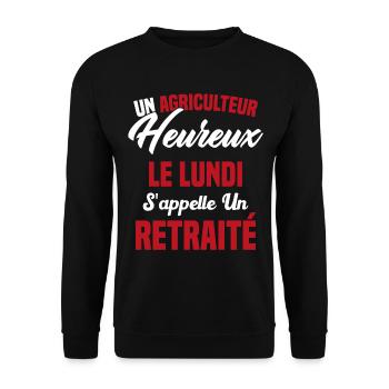 Agriculteur Heureux le lundi S'appelle un Retraité - Sweat-shirt Unisexe - noir - Devant - Alina (178cm) & Michal (187cm)