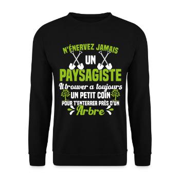 Paysagiste et jardinier cadeau humour - Sweat-shirt Unisexe - noir - Devant - Alina (178cm) & Michal (187cm)