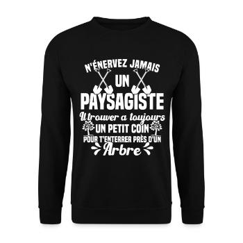 Paysagiste et jardinier cadeau humour - Sweat-shirt Unisexe - noir - Devant - Alina (178cm) & Michal (187cm)