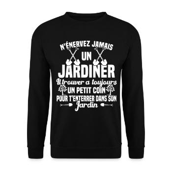 N'Énervez Jamais Un Jardinier Jardin Jardinage - Sweat-shirt Unisexe - noir - Devant - Alina (178cm) & Michal (187cm)