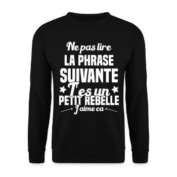 Ne pas lire la phrase suivante - Sweat-shirt Unisexe - noir - Devant - Alina (178cm) & Michal (187cm)