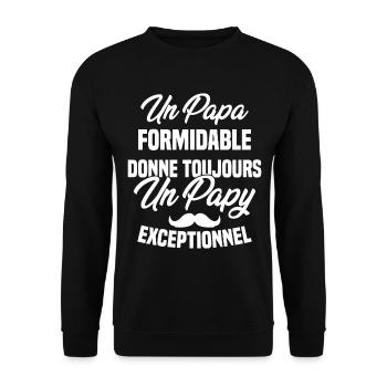 Papa Formidable Donne Toujours Papy Exceptionnel - Sweat-shirt Unisexe - noir - Devant - Alina (178cm) & Michal (187cm)