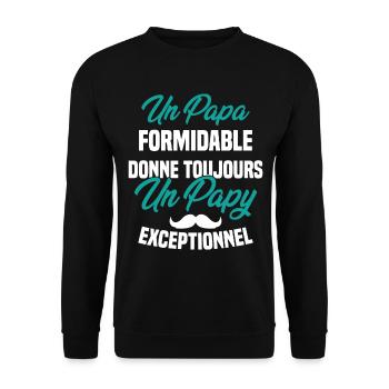 Papa Formidable Donne Toujours Papy Exceptionnel - Sweat-shirt Unisexe - noir - Devant - Alina (178cm) & Michal (187cm)