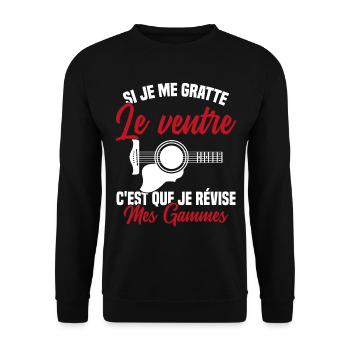Si je me gratte le ventre humour guitariste - Sweat-shirt Unisexe - noir - Devant - Alina (178cm) & Michal (187cm)