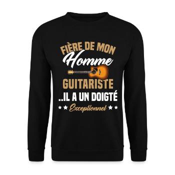 fière de mon homme guitariste - Sweat-shirt Unisexe - noir - Devant - Alina (178cm) & Michal (187cm)