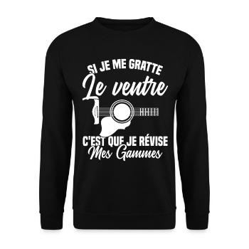 Si je me gratte le ventre humour guitariste - Sweat-shirt Unisexe - noir - Devant - Alina (178cm) & Michal (187cm)