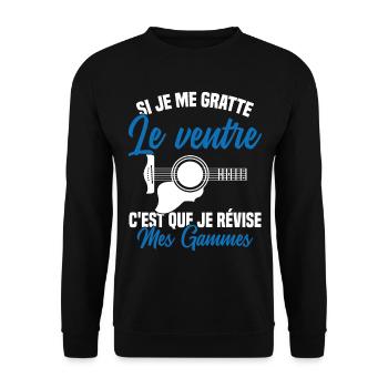Si je me gratte le ventre humour guitariste - Sweat-shirt Unisexe - noir - Devant - Alina (178cm) & Michal (187cm)