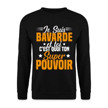 Fille Bavarde Phrase Drôle Super Pouvoir Cadeau - Sweat-shirt Unisexe - noir - Devant - Alina (178cm) & Michal (187cm)
