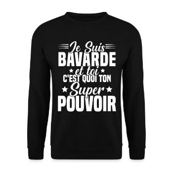 Fille Bavarde Phrase Drôle Super Pouvoir Cadeau - Sweat-shirt Unisexe - noir - Devant - Alina (178cm) & Michal (187cm)