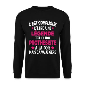 Légende et PROTHESISTE Cadeau Humour - Sweat-shirt Unisexe - noir - Devant - Alina (178cm) & Michal (187cm)