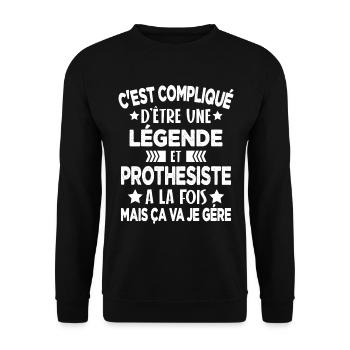 Légende et PROTHESISTE Cadeau Humour - Sweat-shirt Unisexe - noir - Devant - Alina (178cm) & Michal (187cm)