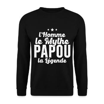 Grand-Père Papou l'Homme le Mythe la Légende - Sweat-shirt Unisexe - noir - Devant - Alina (178cm) & Michal (187cm)