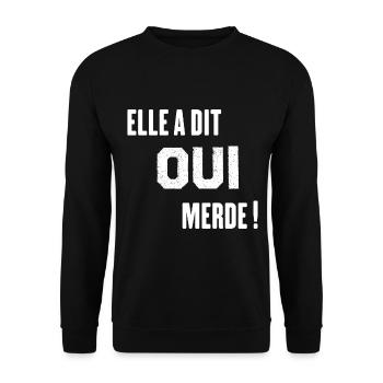 Elle a dit Oui Merde Humour Cadeau Mariage - Sweat-shirt Unisexe - noir - Devant - Alina (178cm) & Michal (187cm)