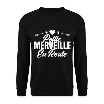 Femme Petite Merveille En Route Future Grossesse - Sweat-shirt Unisexe - noir - Devant - Alina (178cm) & Michal (187cm)