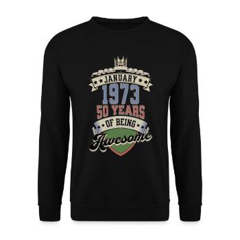 Cadeau d’anniversaire homme 50 ans Janvier 1973 - Sweat-shirt Unisexe - noir - Devant - Alina (178cm) & Michal (187cm)