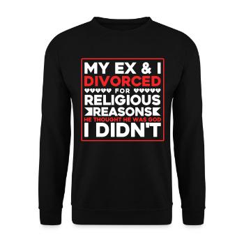 Ex Partner Auflösung der Ehe Scheidung Geschenk - Unisex Pullover - Schwarz - Vorne - Alina (178cm) & Michal (187cm)