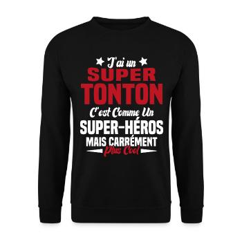 Super Héros Tonton Cool Humour Oncle - Sweat-shirt Unisexe - noir - Devant - Alina (178cm) & Michal (187cm)