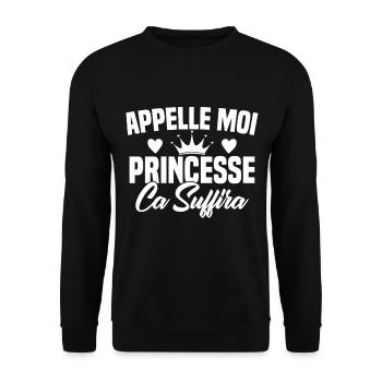 HUMOUR APPELLE MOI PRINCESSE - Sweat-shirt Unisexe - noir - Devant - Alina (178cm) & Michal (187cm)