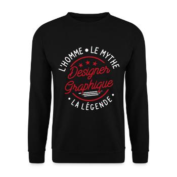 Designer Graphique L'Homme Le Mythe La Légende - Sweat-shirt Unisexe - noir - Devant - Alina (178cm) & Michal (187cm)