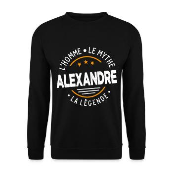Alexandre L'Homme Le Mythe La Légende Cadeau - Sweat-shirt Unisexe - noir - Devant - Alina (178cm) & Michal (187cm)