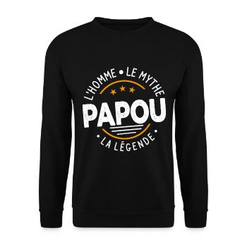 Grand-Père Papou l'Homme le Mythe la Légende - Sweat-shirt Unisexe - noir - Devant - Alina (178cm) & Michal (187cm)