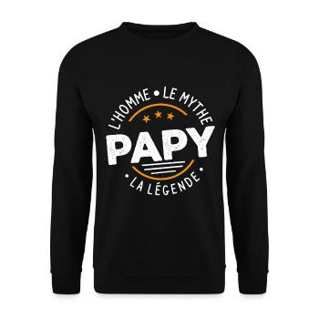 Grand-Père Papy l'Homme le Mythe la Légende - Sweat-shirt Unisexe - noir - Devant - Alina (178cm) & Michal (187cm)