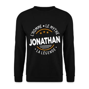 Jonathan L'Homme Le Mythe La Légende Cadeau Humour - Sweat-shirt Unisexe - noir - Devant - Alina (178cm) & Michal (187cm)