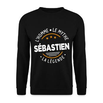 Sébastien L'Homme LeMythe La Légende Cadeau Humour - Sweat-shirt Unisexe - noir - Devant - Alina (178cm) & Michal (187cm)