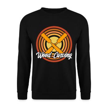 Holzschnitzerei Schreiner Holzbearbeitung Geschenk - Unisex Pullover - Schwarz - Vorne - Alina (178cm) & Michal (187cm)