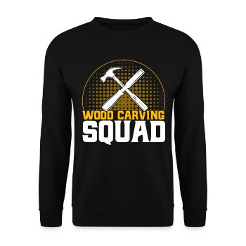 Schreiner Holzschnitzerei Holzbearbeitung Geschenk - Unisex Pullover - Schwarz - Vorne - Alina (178cm) & Michal (187cm)