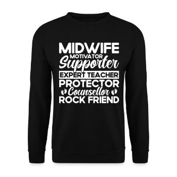 Sage-femme LD Travail Obstétricien Cadeau - Sweat-shirt Unisexe - noir - Devant - Alina (178cm) & Michal (187cm)