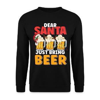 Lieber Weihnachtsmann bring einfach Bier lustige Weihnachten - Unisex Pullover - Schwarz - Vorne - Alina (178cm) & Michal (187cm)