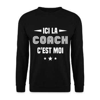 Ici La Coach C'est moi - Sweat-shirt Unisexe - noir - Devant - Alina (178cm) & Michal (187cm)