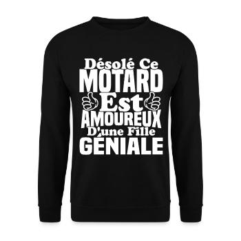 Motard est amoureux d'une fille géniale - Sweat-shirt Unisexe - noir - Devant - Alina (178cm) & Michal (187cm)
