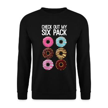 Check Out My Six Pack Funny Donut Lover Dad BOD - Unisex Sweatshirt - black - Front - Alina (178cm) & Michal (187cm)
