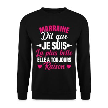 marraine dit que je suis la plus belle cadeau - Sweat-shirt Unisexe - noir - Devant - Alina (178cm) & Michal (187cm)