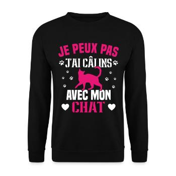 je peux pas j'ai câlins avec mon chat Cadeau - Sweat-shirt Unisexe - noir - Devant - Alina (178cm) & Michal (187cm)