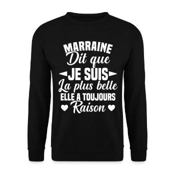 marraine dit que je suis la plus belle cadeau - Sweat-shirt Unisexe - noir - Devant - Alina (178cm) & Michal (187cm)