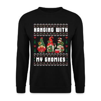 Hanging With My Gnomies Funny Gnome Ugly - Unisex Sweatshirt - black - Front - Alina (178cm) & Michal (187cm)