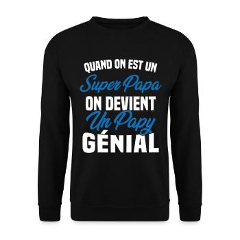 Quand On Est Super Papa On Devient Papy Génial - Sweat-shirt Unisexe - noir - Devant - Alina (178cm) & Michal (187cm)