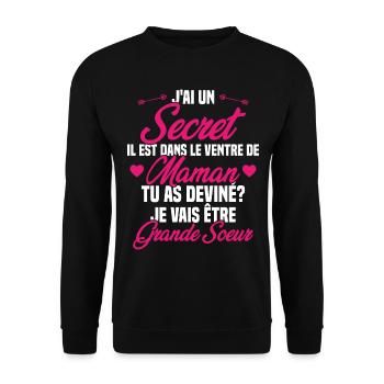 Tu as deviné je vais être grande soeur Humour - Sweat-shirt Unisexe - noir - Devant - Alina (178cm) & Michal (187cm)