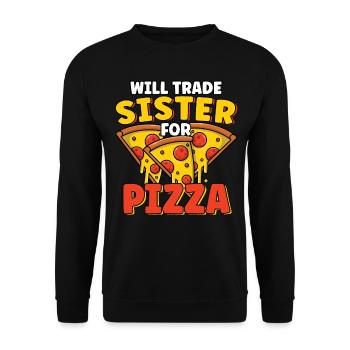 Échangera sa sœur contre un amateur de pizza drôle de frère - Sweat-shirt Unisexe - noir - Devant - Alina (178cm) & Michal (187cm)