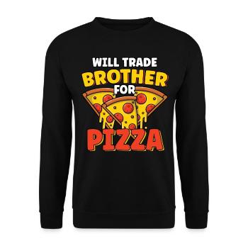 Will Trade Brother For Pizza Lover Funny Sibling - Unisex Sweatshirt - black - Front - Alina (178cm) & Michal (187cm)