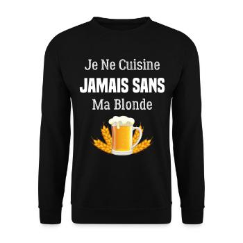 Je ne cuisine jamais sans ma blonde - Sweat-shirt Unisexe - noir - Devant - Alina (178cm) & Michal (187cm)