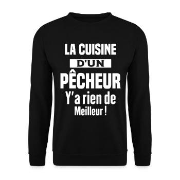 La cuisine d'un pêcheur Humour Cadeau pêche - Sweat-shirt Unisexe - noir - Devant - Alina (178cm) & Michal (187cm)