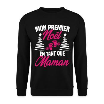 Mon Premier Noël en Tant que Maman - Sweat-shirt Unisexe - noir - Devant - Alina (178cm) & Michal (187cm)