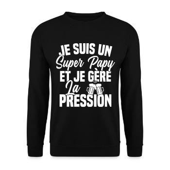 Super Papy Bière Humour Fete Des Grands Pères - Sweat-shirt Unisexe - noir - Devant - Alina (178cm) & Michal (187cm)