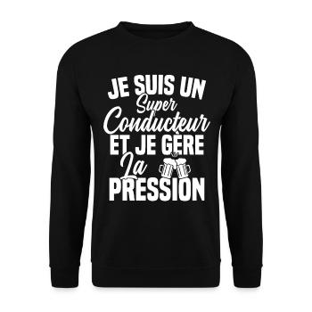Super Conducteur Biere Humour Alcool - Sweat-shirt Unisexe - noir - Devant - Alina (178cm) & Michal (187cm)