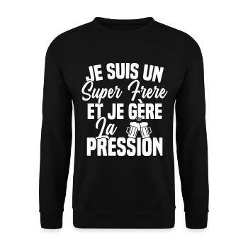 Super Frere Biere Humour Alcool - Sweat-shirt Unisexe - noir - Devant - Alina (178cm) & Michal (187cm)